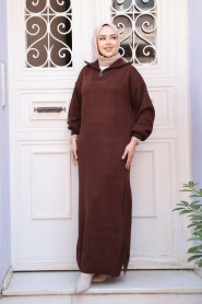 Modest Brown Knitwear Dress 60321KH - 3