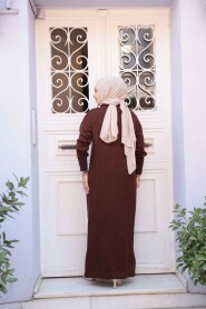 Modest Brown Knitwear Dress 60481KH - 5