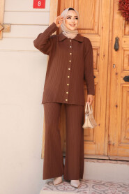 Modest Brown Knitwear Dual Suit 10239KH - 2