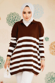 Modest Brown Knitwear Jumper Top 53401KH 