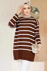 Modest Brown Knitwear Jumper Tunic 54151KH 