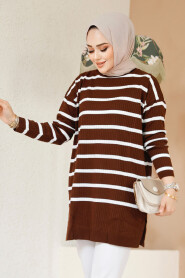 Modest Brown Knitwear Jumper Tunic 54151KH - 2