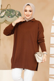 Modest Brown Knitwear Tunic 65903KH - 2