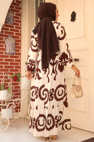 Modest Brown Long Dress 23433KH - 3