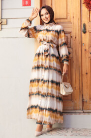 Modest Brown Long Dress 23551KH - 1