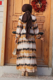 Modest Brown Long Dress 23551KH - 3