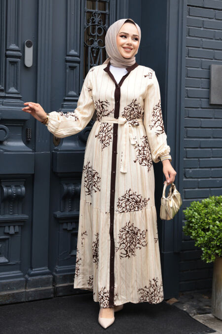 Modest Brown Long Dress 23925KH - NEVA STYLE