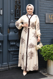 Modest Brown Long Dress 23925KH - 2