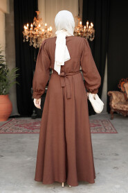 Modest Brown Long Dress 3034KH - 3