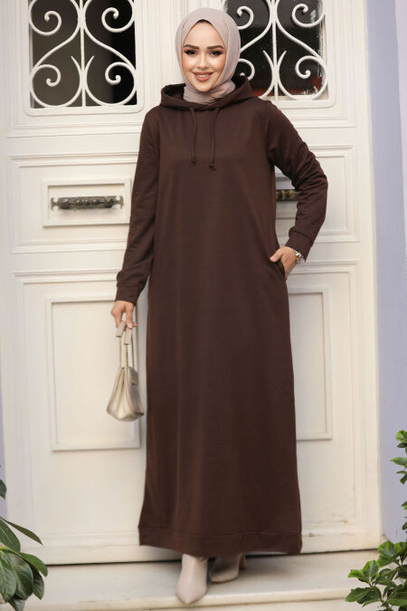 Modest Brown Long Dress 50421KH - NEVA STYLE