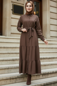 Modest Brown Long Dress 61621KH 
