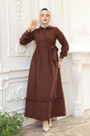 Modest Brown Long Dress 6205KH - 2