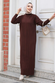 Modest Brown Long Knitwear Dress 31230KH - 3