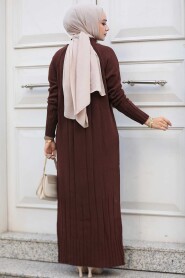 Modest Brown Long Knitwear Dress 31230KH - 4