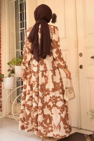 Modest Brown Long Sleeve Dress 23143KH - 3