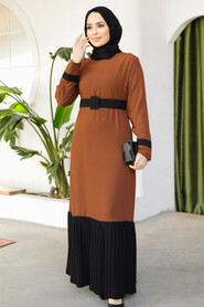 Modest Brown Long Sleeve Maxi Dress 51954KH - 1