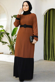Modest Brown Long Sleeve Maxi Dress 51954KH - 2