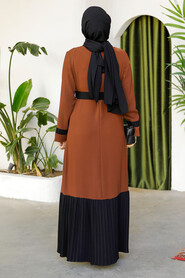 Modest Brown Long Sleeve Maxi Dress 51954KH - 4