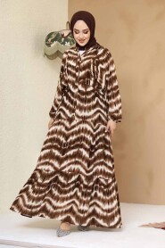 Modest Brown Maxi Dress 235806KH - 1