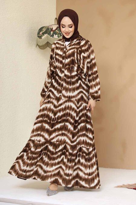 Modest Brown Maxi Dress 235806KH - NEVA STYLE
