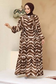 Modest Brown Maxi Dress 235806KH - 2