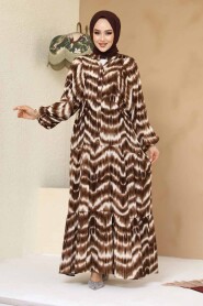 Modest Brown Maxi Dress 235806KH - 3