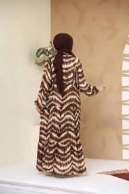 Modest Brown Maxi Dress 235806KH - 4