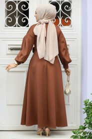 Modest Brown Maxi Dress 61471KH - 3