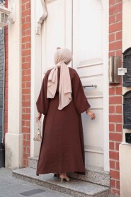 Modest Brown Pastel Dress 19033KH - 3