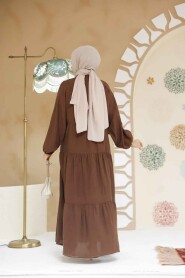 Modest Brown Pastel Dress 536147KH - 3