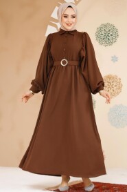 Modest Brown Pastel Dress 60140KH 