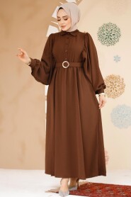 Modest Brown Pastel Dress 60140KH - 2