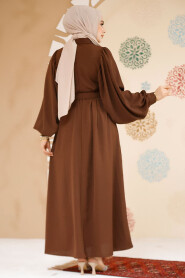 Modest Brown Pastel Dress 60140KH - 3