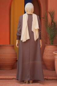 Modest Brown Plus Size Abaya 26302KH - 3