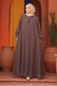 Modest Brown Plus Size Abaya 26302KH - 2