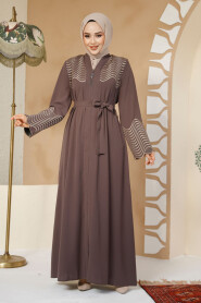 Modest Brown Plus Size Abaya 29105KH - 1