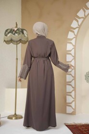 Modest Brown Plus Size Abaya 29105KH - 4