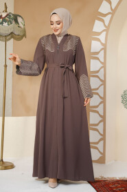 Modest Brown Plus Size Abaya 29105KH - 2