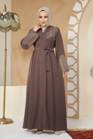 Modest Brown Plus Size Abaya 29105KH - 3