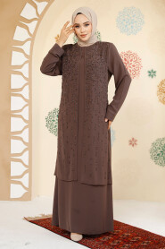 Modest Brown Plus Size Abaya 29119KH - 2