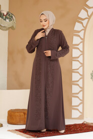 Modest Brown Plus Size Abaya 29127KH - 3