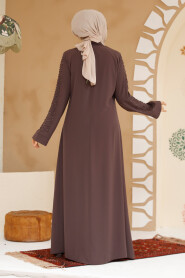 Modest Brown Plus Size Abaya 29127KH - 4