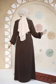 Modest Brown Plus Size Abaya 35168KH - 4