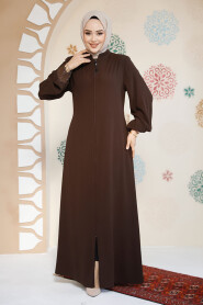 Modest Brown Plus Size Abaya 35168KH - 3