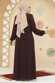 Modest Brown Plus Size Abaya 45304KH - 3