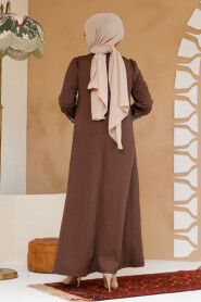 Modest Brown Plus Size Dress 23815KH - 4