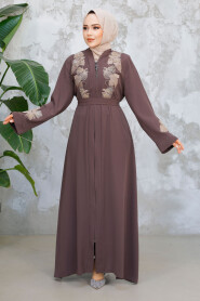 Modest Brown Plus Size Dubai Abaya 29124KH 