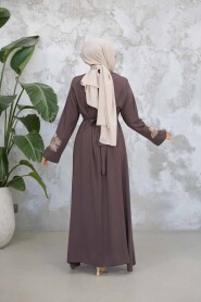 Modest Brown Plus Size Dubai Abaya 29124KH - 4