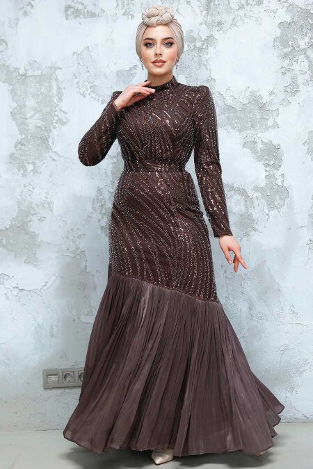 Modest Brown Prom Dress 50261KH - NEVA STYLE