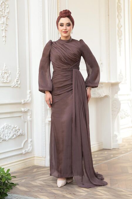 Modest Brown Prom Dress 52585KH - NEVA STYLE